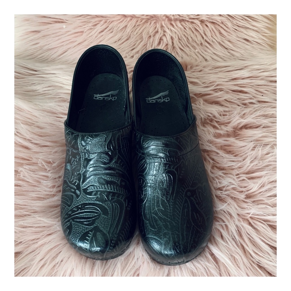 Dansko Black Paisley Clogs